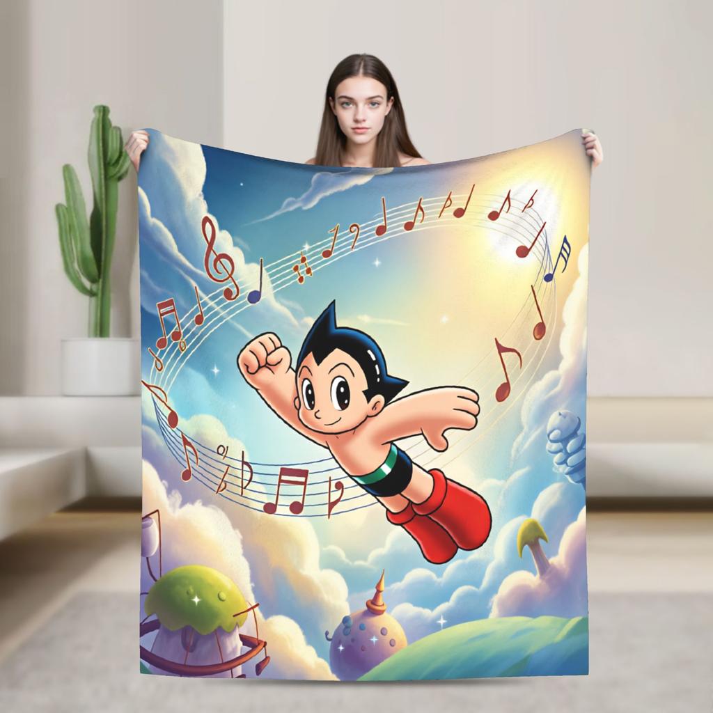 Super Soft BlanketChild Camping Astro Boy Anime Throw Blanket Flannel Bedspread For Bedroom Pattern Sofa Bed Cover