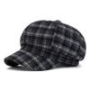 Vintage Plaid Beret Women's Autumn Winter Octagonal Cap Painter's Cap