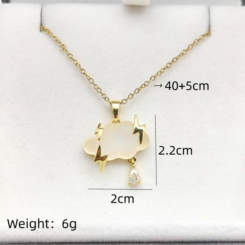 1 Pcs Fashion Lightning Cloud Copper Pendant Steel Necklace Women's Clavicle Chain Girls' Elegant Accessories