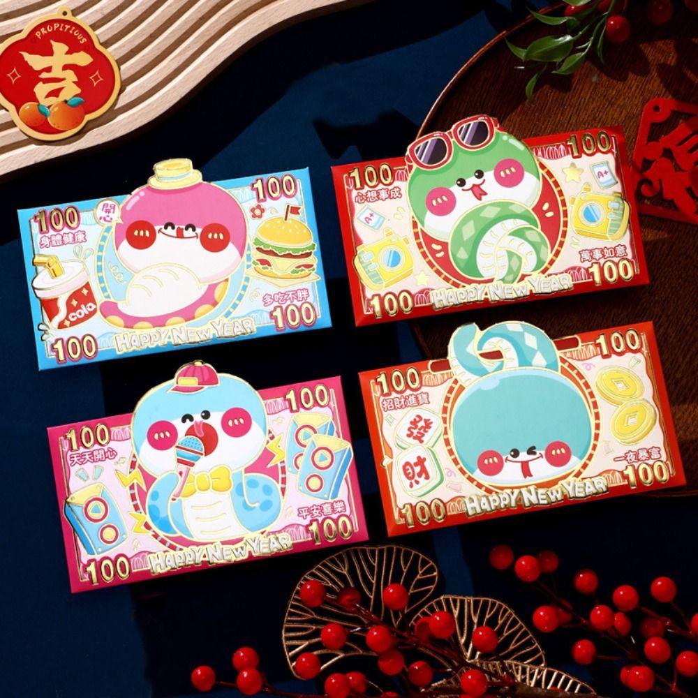 8 Stück Chinesische 2025 Jahr Rote Umschläge Beste Wünsche Glücksbringer Rote Taschen Mondkalender Neujahr