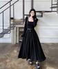 French Temperament Long-sleeved White Bottom Dress Women's Autumn New Waist and Thin Long Skirt