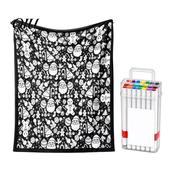 Diy Coloring Blanket for Adults DIY Blanket, Customizable Soft Skin Friendly Throw Creative Projects Decorative Stress Relief Interactive Project