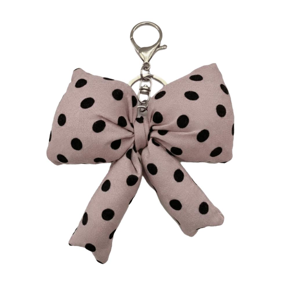 Padded Fabric Bag Pendant Polyester Backpack Handbag Decor Cute Polka Dot Bow Keychain  Gift