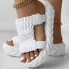 Damen Hausschuhe, Gewebt, Offene Zehen, Dicke Sohle, Sandalen, Strandschuhe, Flache Schuhe, Gestrickte Sandalen
