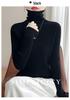 Elegant Knit Turtleneck Sweater: Super Elastic with Wrinkled Stacked Design