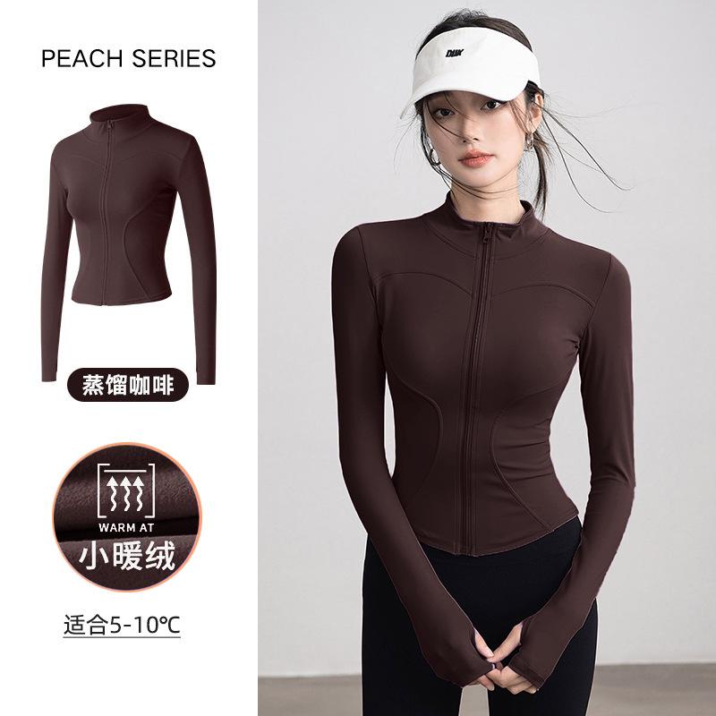 Spring yoga clothes women's velvet quick-drying running sports jacket stand-up collar casual training long-sleeved thin fitness clothes top
