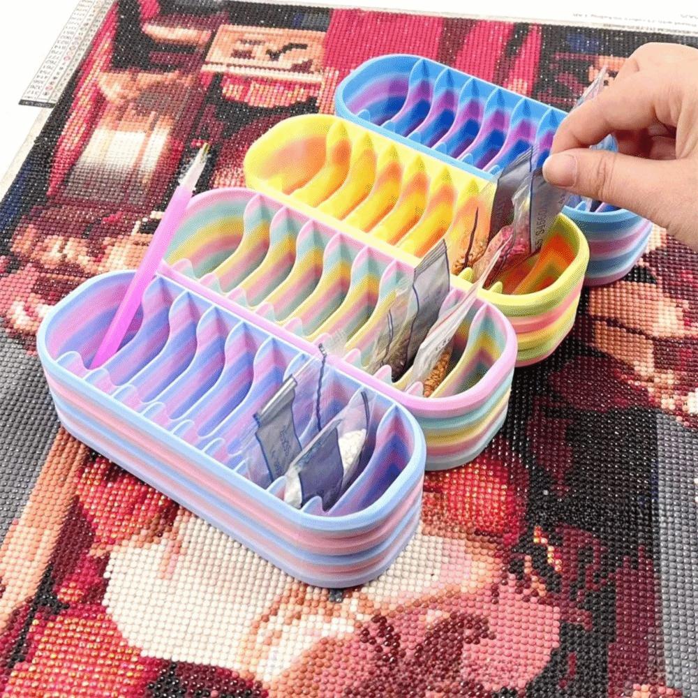 10 Grids Diamond Packets Storage Box Portable Individual Slots Bags Storage Rack Gradient Color Space Saving