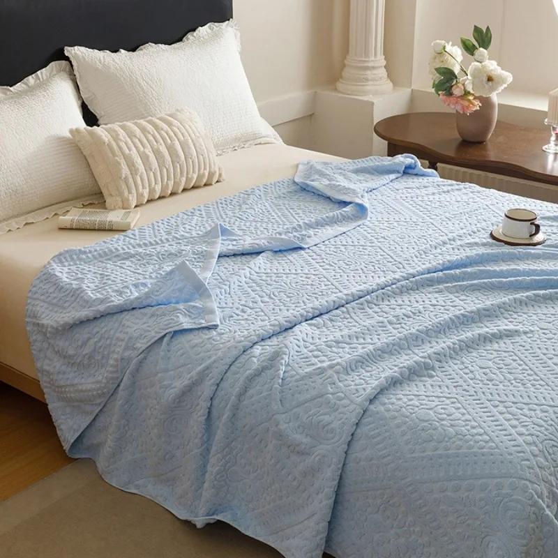 New Cotton Vintage Towel Quilt Office Nap Casual Blanket Multi-functional Solid Color Blanket
