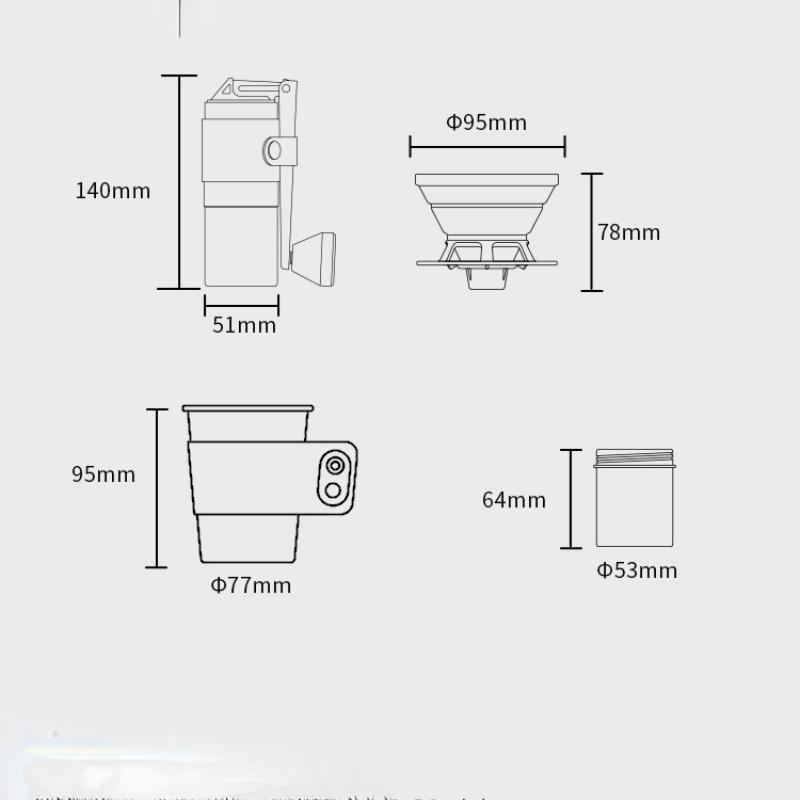 Outdoor Handgefertigtes Kaffeeset Camping Reise Hand Kurbel Bohnenmühle Begleitendes Outdoor Tragbares Auto Kaffee Geschenkbox Set