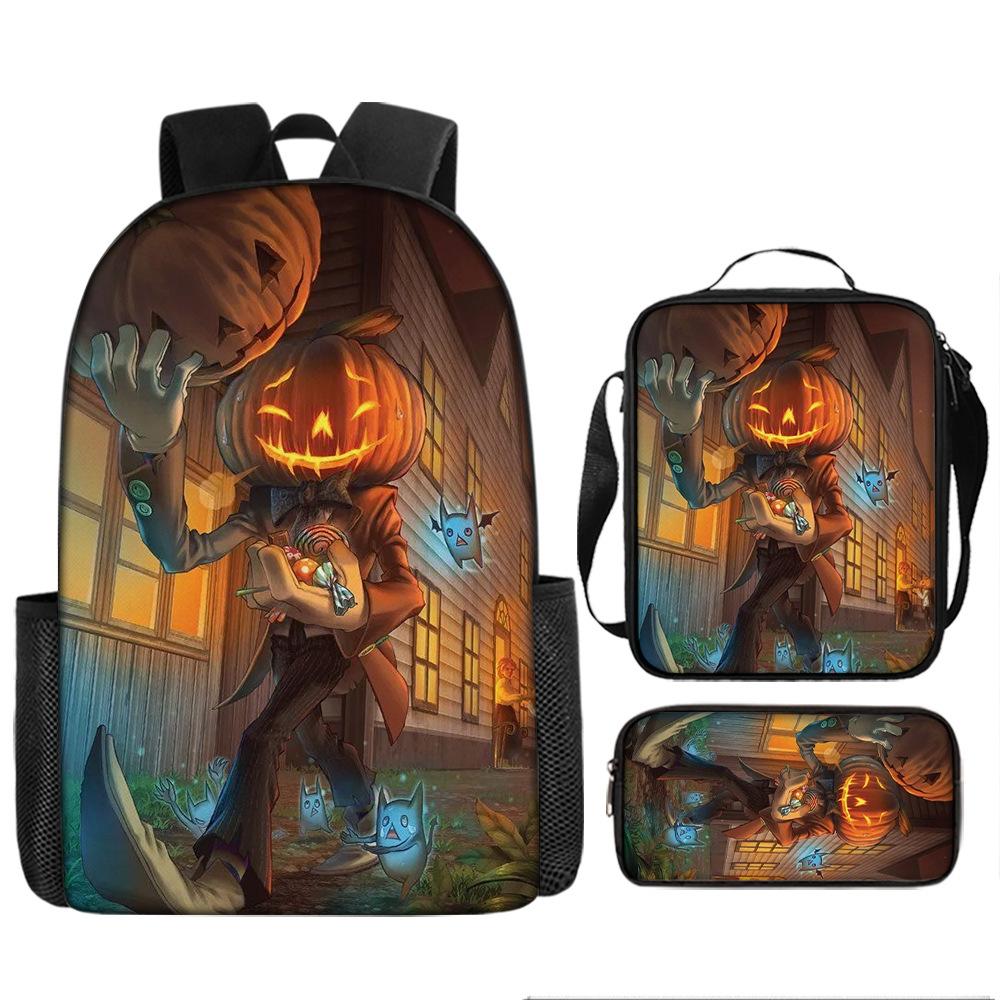 Pixel Halloween Student School Bag Cartoon School Bag Children's Backpack Anime Backpack Satchel