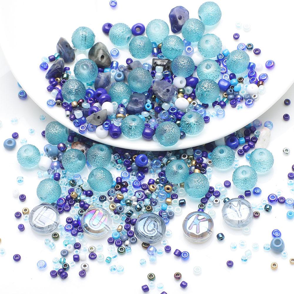 

LUCKY буква круглая бусина просо бусина стеклянный хрустальный бусина комбинация набор DIY цепочка для мобильного телефона бижутерия бисерный материал сумка LUCKY bag синий