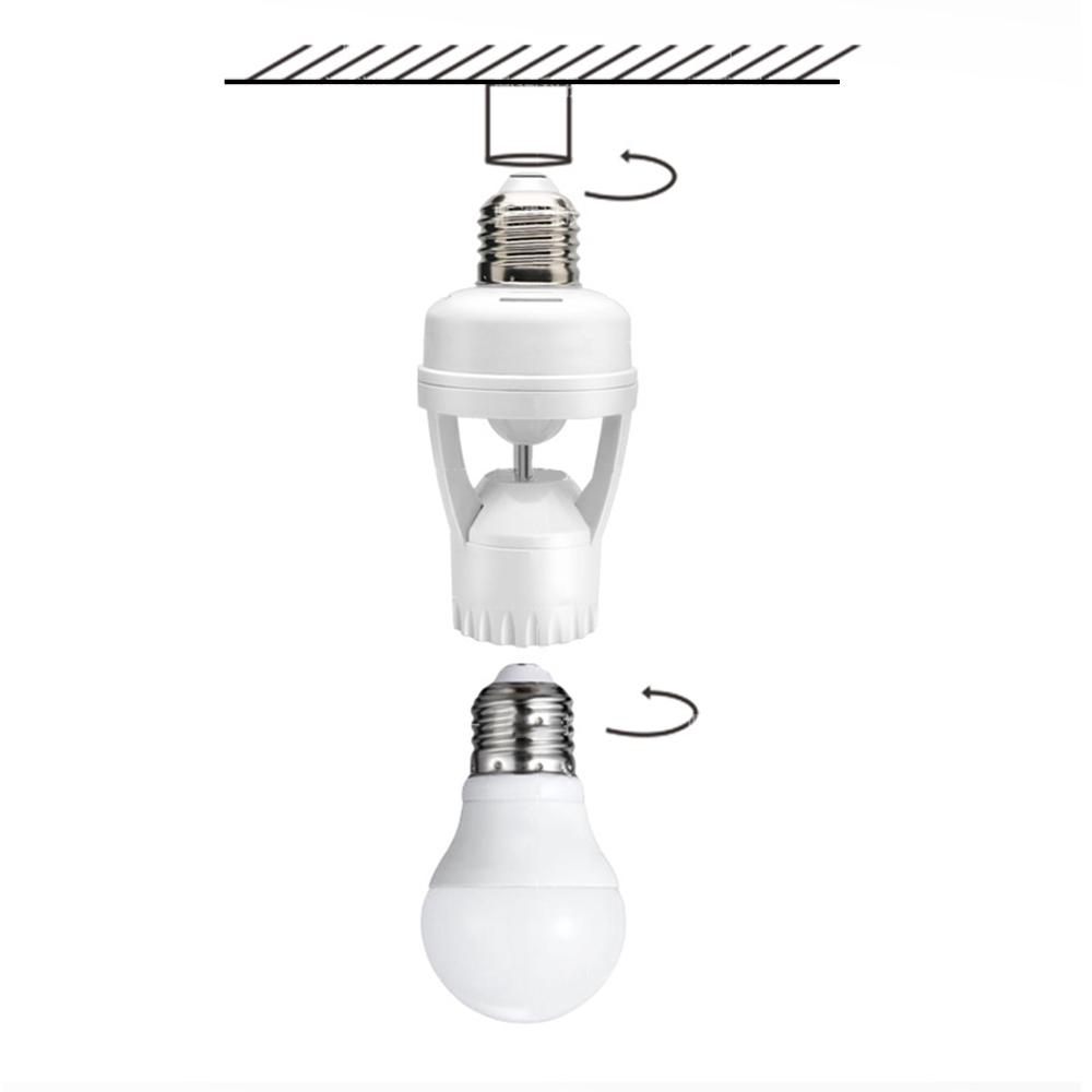 AC100-240V E27 Socket Converter with PIR Motion Sensor Switch LED E27 Lamp Base Intelligent Bulb Lamp Holder Light  Accessory