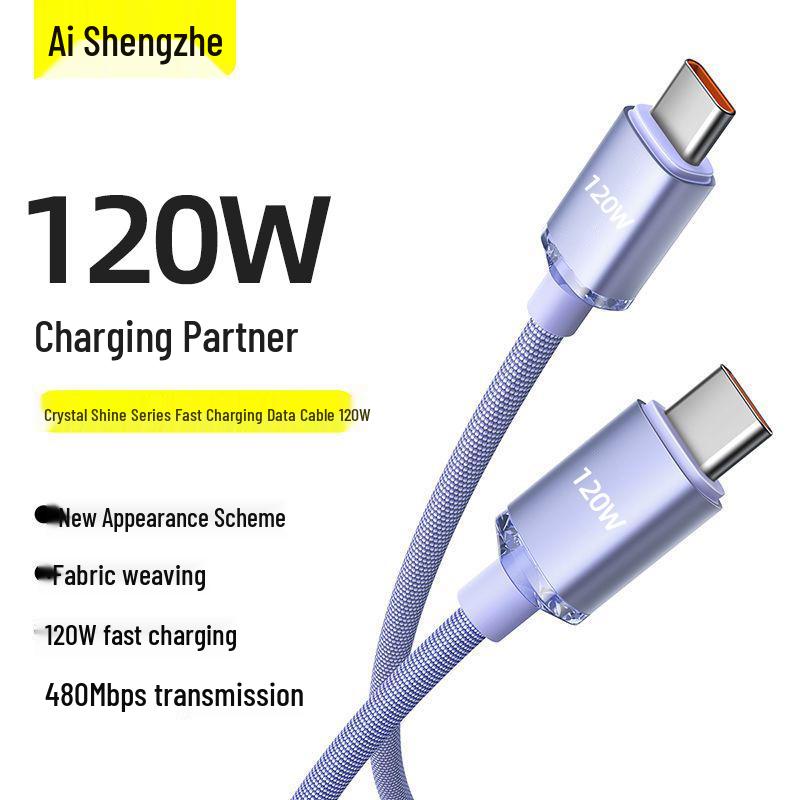 Crystal Shine Dual Type-C Fast Charging Cable for Apple, Huawei, Xiaomi, Vivo, Oppo