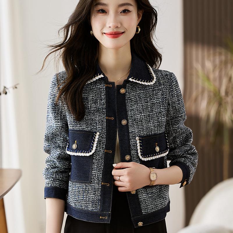 

Корейский дизайн с отворотом, укороченные джинсовые пальто, женская винтажная шикарная однобортная куртка, весна-осень, повседневная, с длинным рукавом XS