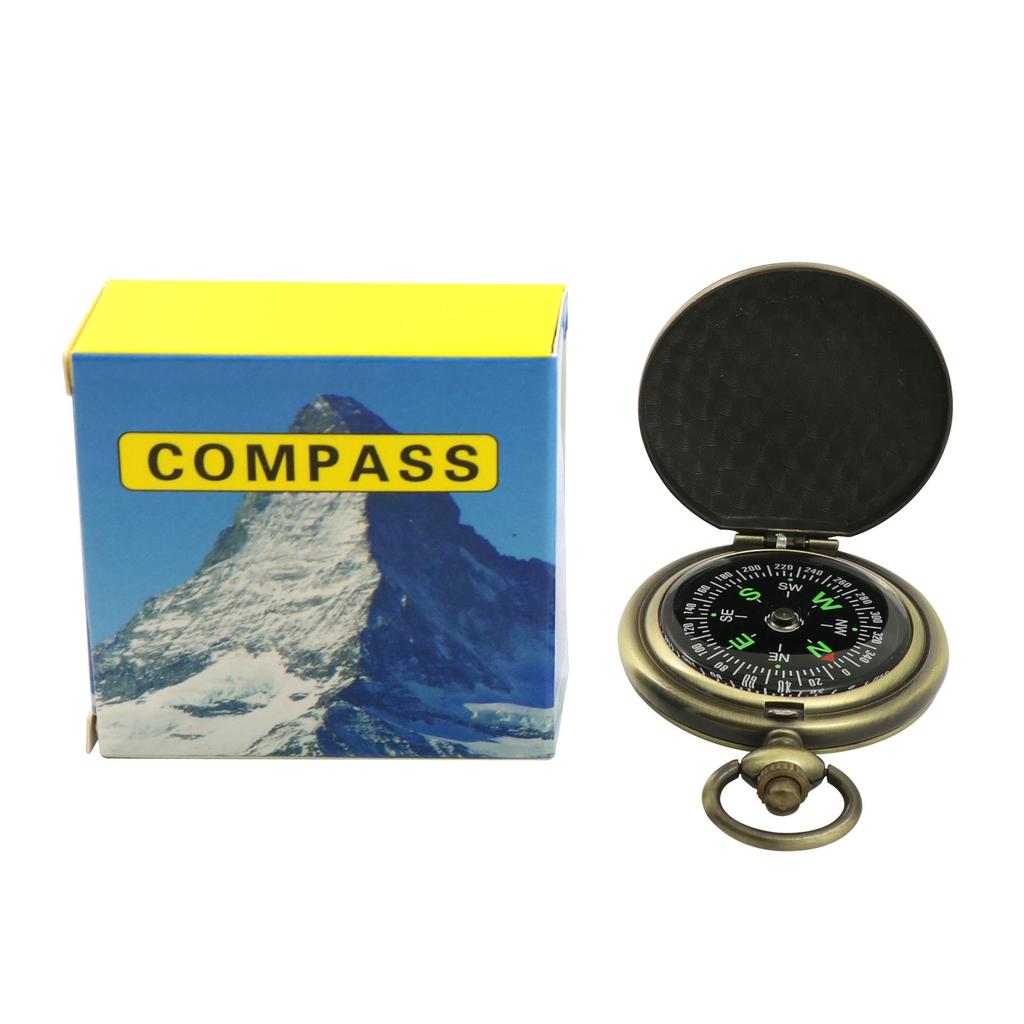 Spot J35A Retro Flip Pocket Watch with North-Pointing Zinc Alloy Compass - Metal Outdoor Gift