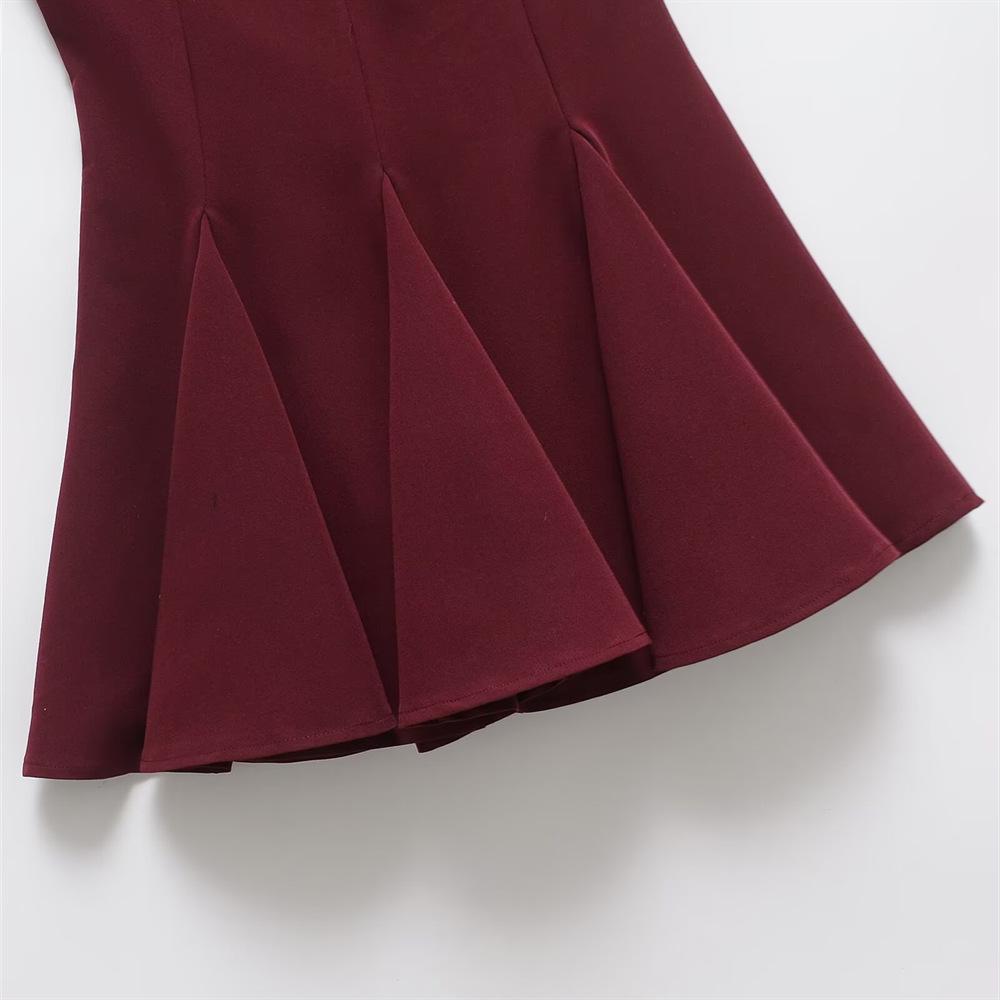 2025 Spring/Summer Women's High-End Vest Dress with Wavy Hem and Bow Detail
