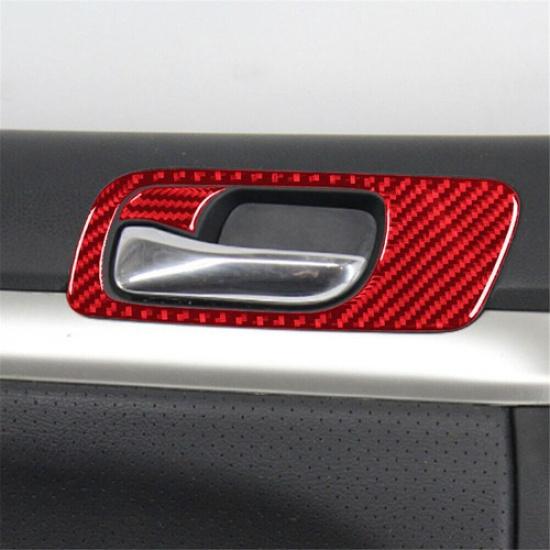 For Acura TSX Red Carbon Fiber Cover Trim 2* Car Driver Side Door Handle 2004-08