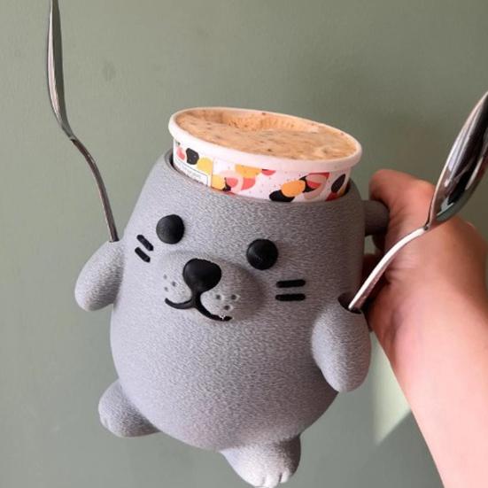 Yousheng Ice Cream Pint Sleeves Cover with Spoon Handle Cute Animal Ices Creams Cooler Container Leak-Proof Ice Pint Holder