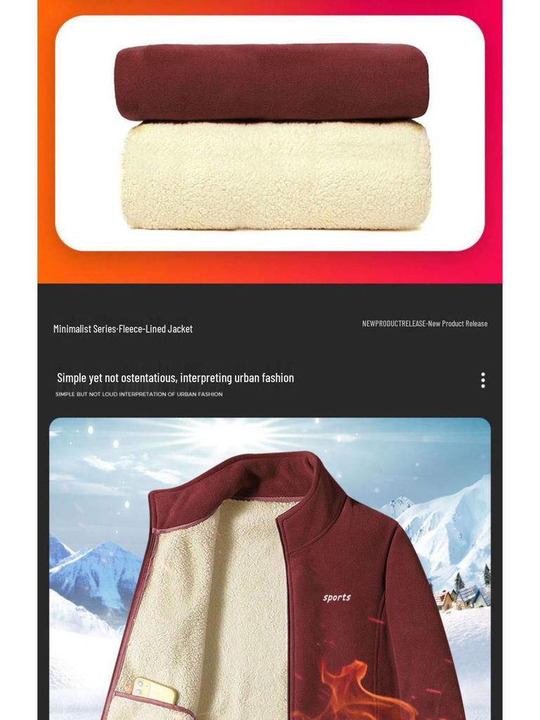 2024 Dad's Fleece-Lined Winter Jacket: Warm, Thick Stand-up Collar Coat for Middle-Aged and Elderly Men