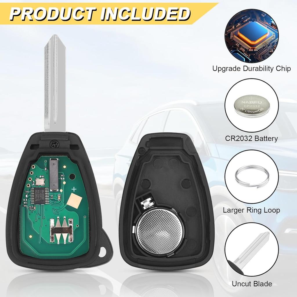 Key Fob fits for 04-09 Dodge Durango/ 05-11 Dakota/ 06-09 Ram/ 08-14 Avenger/ 07-12 Caliber Nitro/ 06-17 Wrangler/ 07-16 Compass Patriot/ 2006-2010