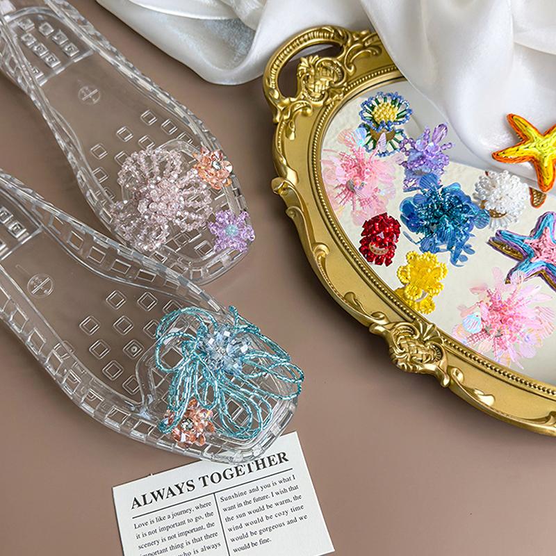 Handcrafted Beaded Jelly Shoes Shoes Buckles Sandals Accessory Diy Decorative Shoe Flower Slippers Jewelry Accessories