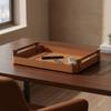 Storage Tray with Handles Rectangular Organizer Slim for Coffee Table