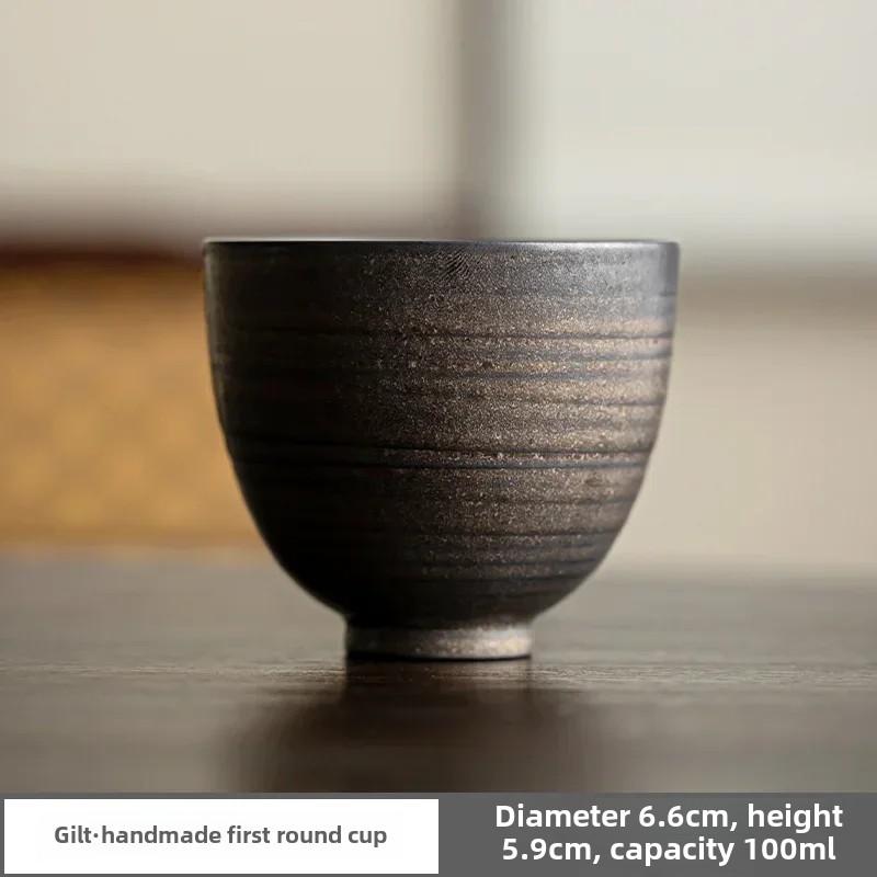 Handmade Gilded Glaze Ceramic Tea Cup - Artisan Eggshell Porcelain Japanese Zen Tea Set Elegant KungFu Teaware for Home or Gift