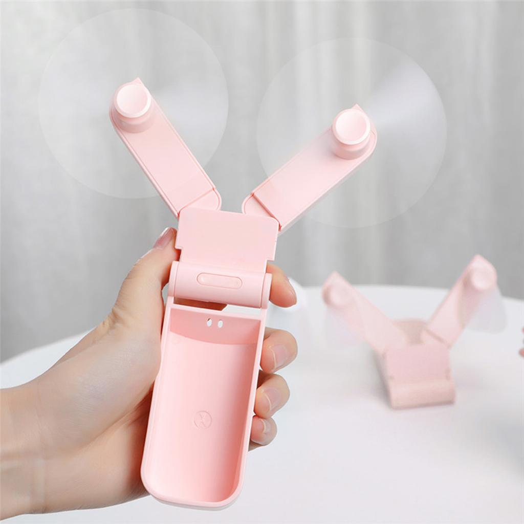 Folding Electric Fan Double Headed Portable Handheld Mini USB Fan for Outdoor Indoor Office Travel