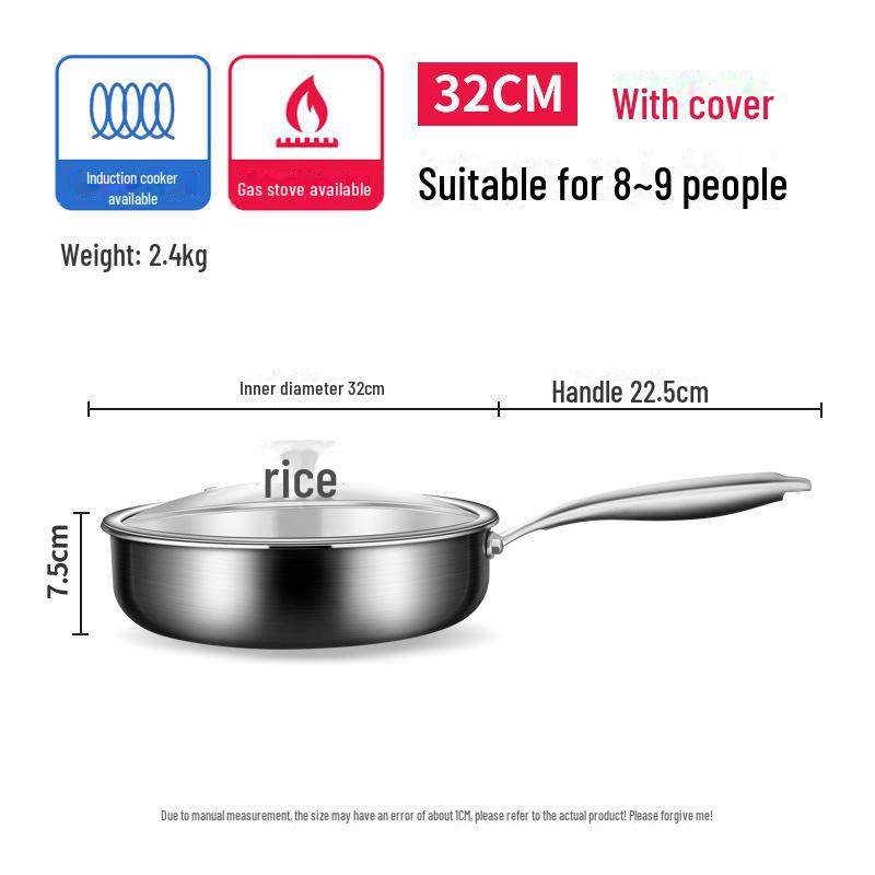 Universal German 316 Stainless Steel Non-Stick Frying Pan for Induction & Gas Stoves