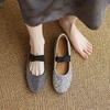 New cowhide casual single shoes women's non-slip four-season lazy shoes beef tendon sole solid color round head low heel flat sole single shoes
