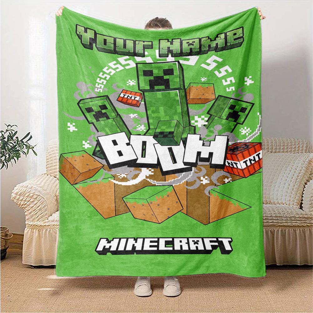 Minecraft Customize Text Blanket Cozy Customizable Blanket Ultra-Soft Perfect for Office Chair Sofa Chair Seaside Four Seasons Universal