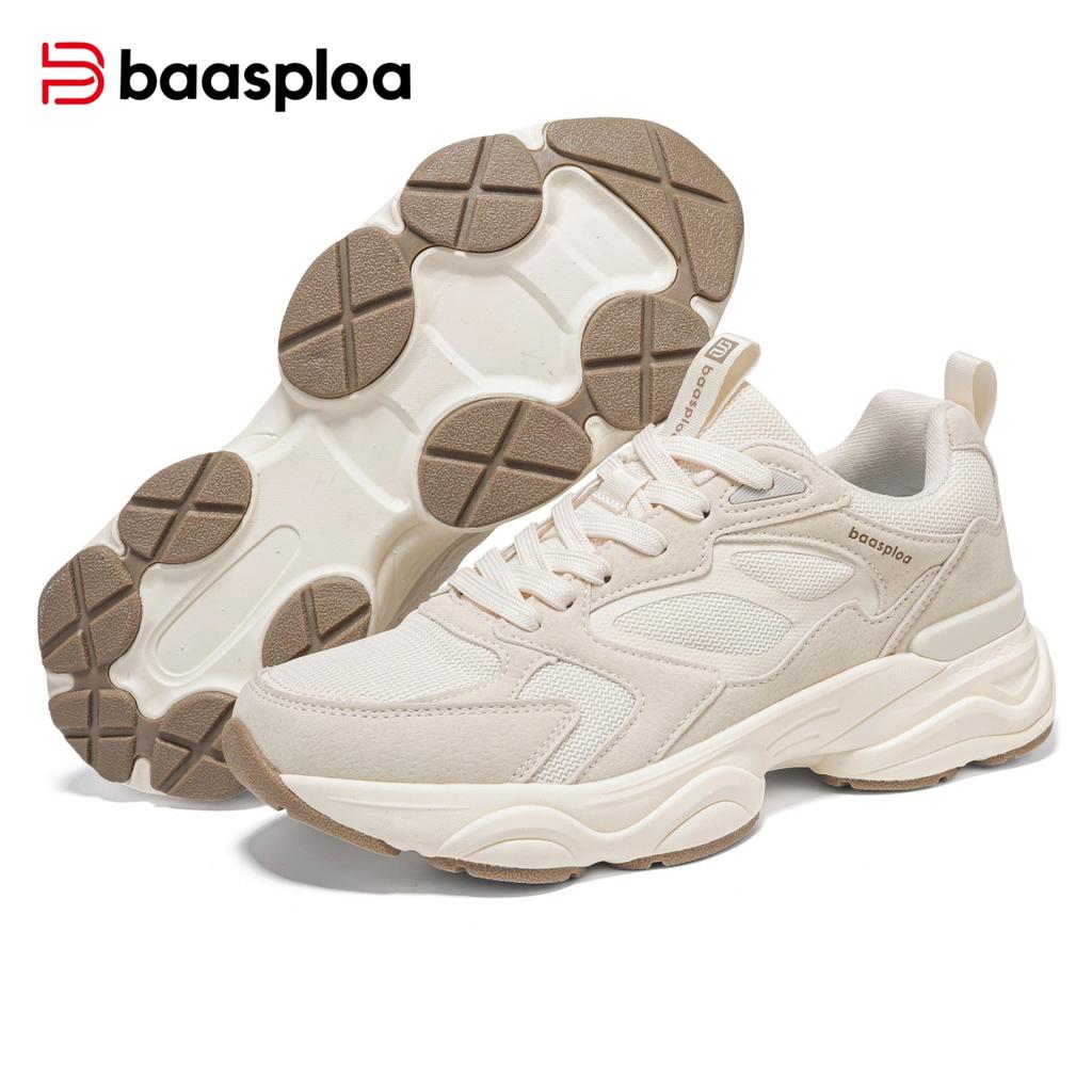 BAASPLOA Damen Sportschuhe mit dicker Sohle, Mesh Laufschuhe, Freizeitschuhe, Wanderschuhe, Studentenschuhe, weiße Schuhe, flache Sportschuhe, Tennisschuhe