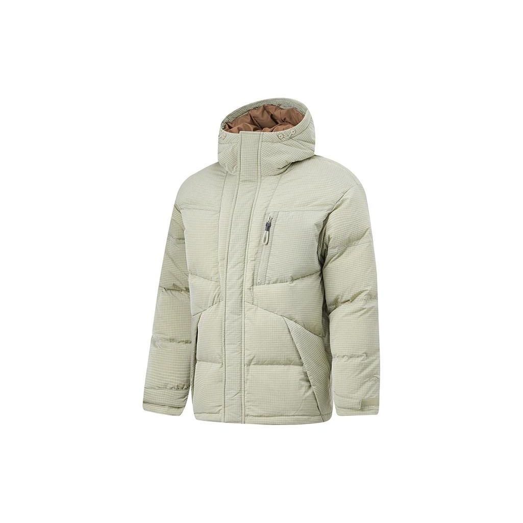 LI-NING Unisex 2023 Winter Color-Block Hooded 600FP Duck Down Jacket Khaki/Black AYMT065-5 L
