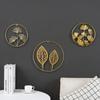 Hanging Gold Iron Arts Leaves Sculpture Ginkgo Leaf Ornaments Wall Decoration Metal Round Pendant