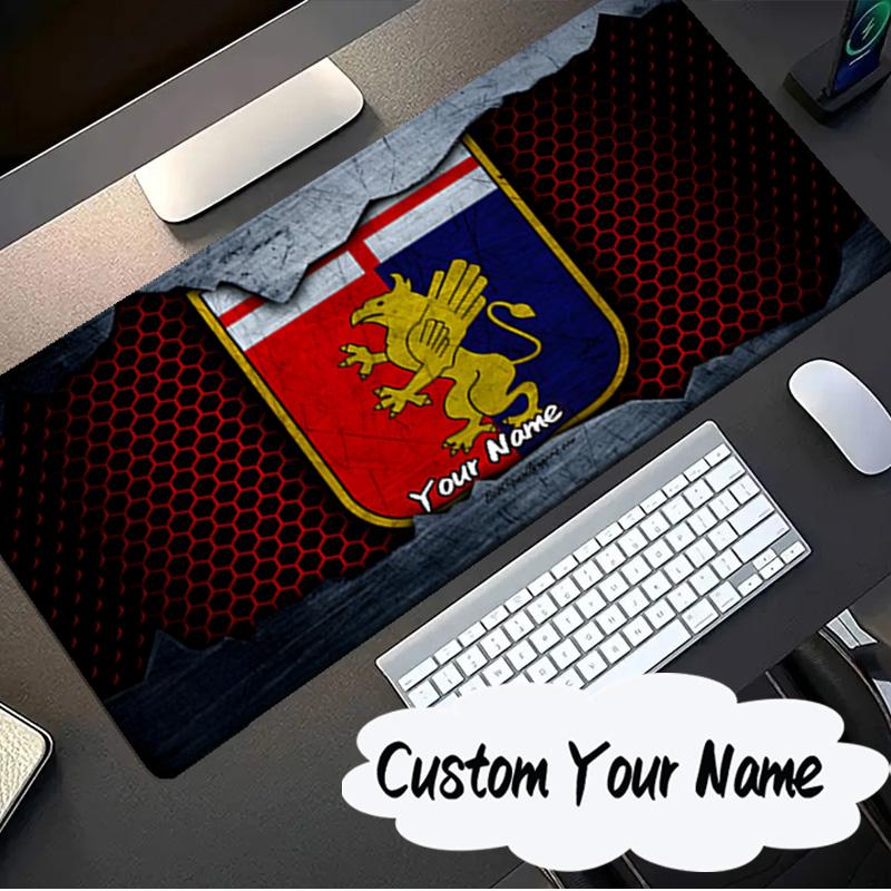 Custom Name Mouse Pad Lion Shield Genoa Mouse Pad, Gaming Mouse Pad, Keyboard Pad, Desk Decor for Computer Notebook Fan Birthday Gift