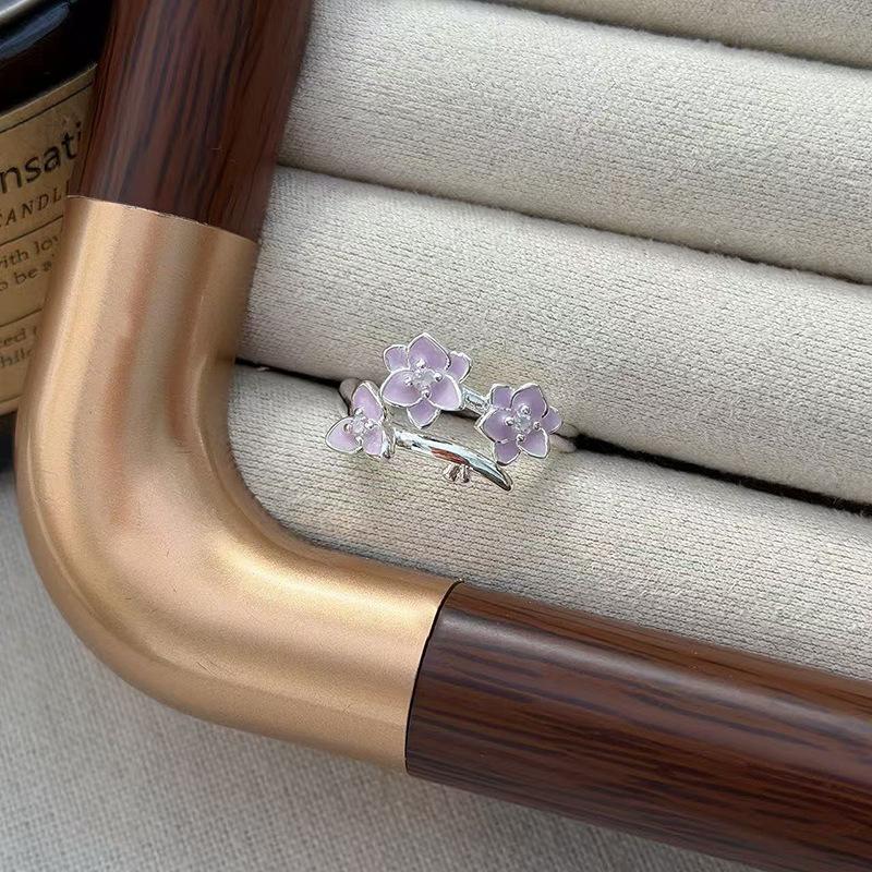 Inel Deschis Floare Zână Super Schimbare Graduală Email Stil Dulce Design Nișă Feminină Modă Vânt Rece Inel Index Pliabil