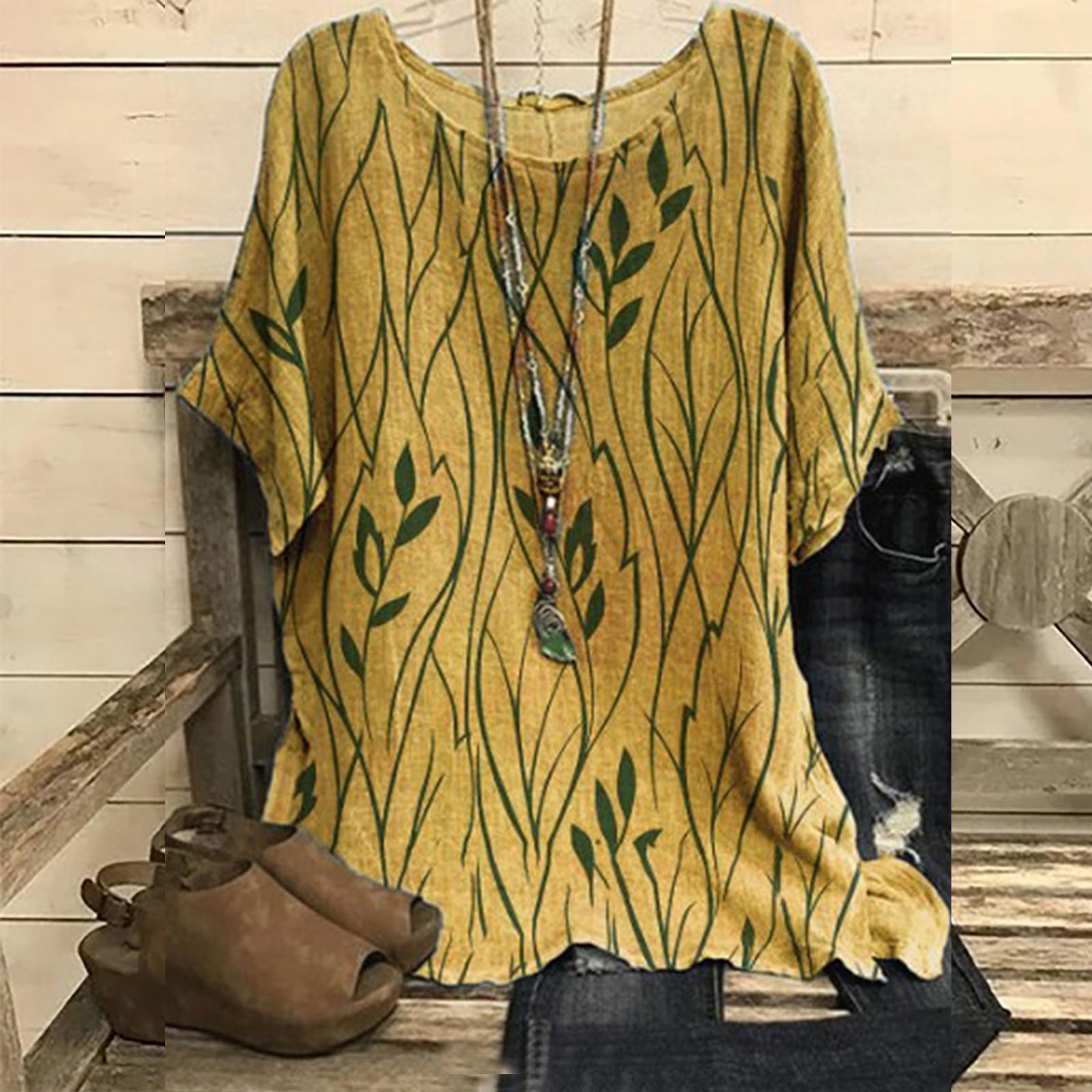 

Летние женские топы, модные повседневные с принтом, с коротким рукавом, круглым вырезом, свободная блузка, рубашка, туника, спортивный топ XL