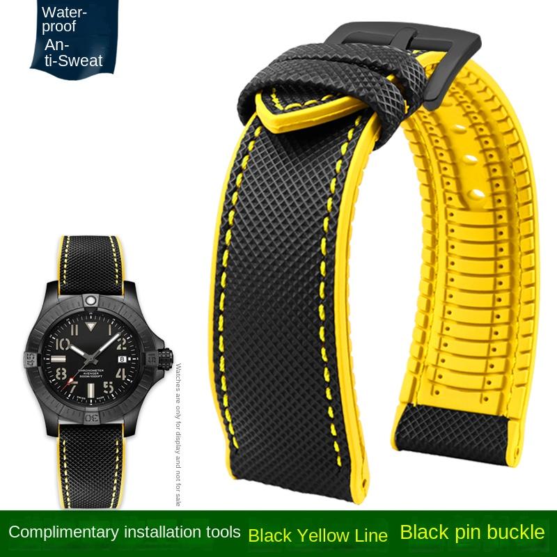 20mm 21mm 22mm 23mm 24mm universelles Nylon FKM-Gummi Unterarmband Wasserdichtes Uhrenarmband für Omega IWC SEIKO Uhr Herrenarmband