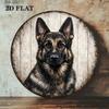 Round Vintage German Shepherd Dog Metal Wall Sign Bar Decor