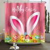 Spring Easter Shower Curtain Happy Rabbit Bunny Eggs Flower Garden Floral Holiday Waterproof Bathroom Shower Curtain With Hooks