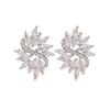 European American Retro Flower Zircon Crystal Earrings: Sparkling White Studs with Heavy Workmanship