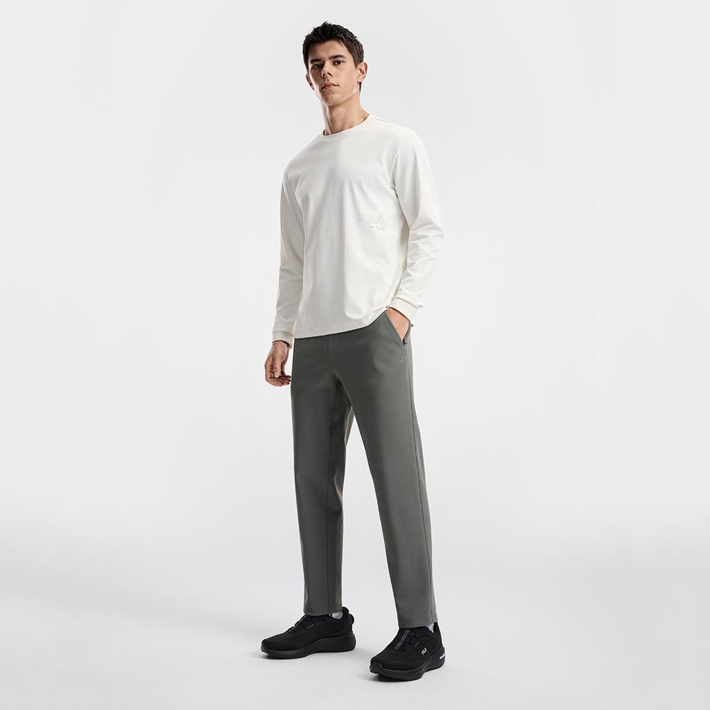 FILA A.P. Minimalist Casual Training Comfortable Knitted Sports Pants Men bottoms Silver-Gray A11M611603FDY