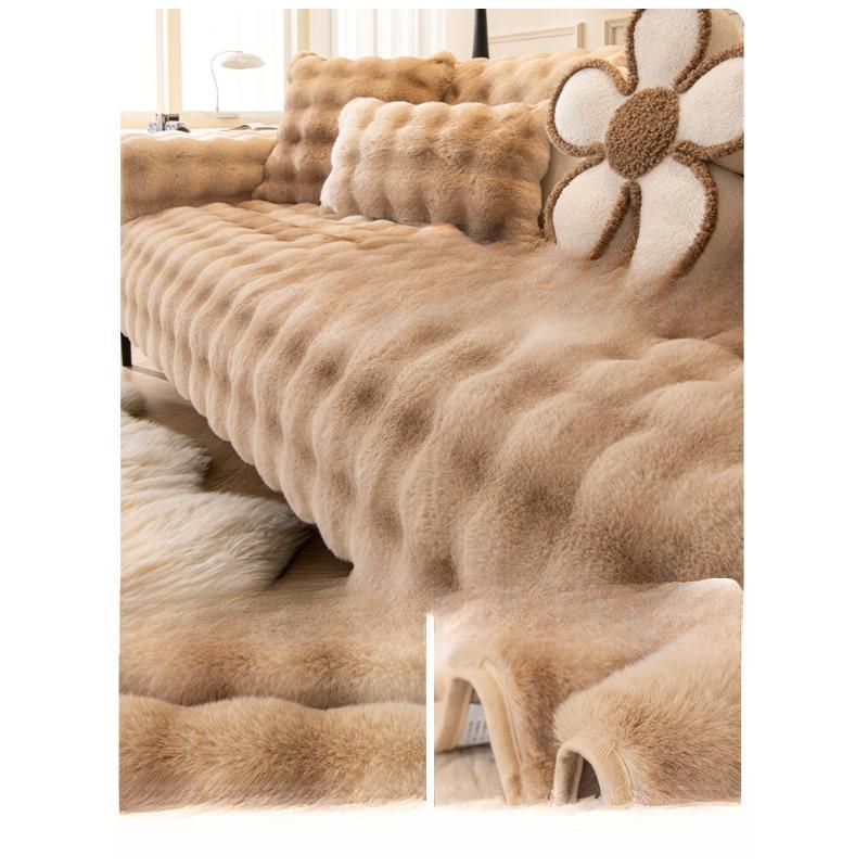 Plush Sofa Cushion Winter Thickened Cushion Non-Slip Leather Sofa Special Cover Cover Cloth