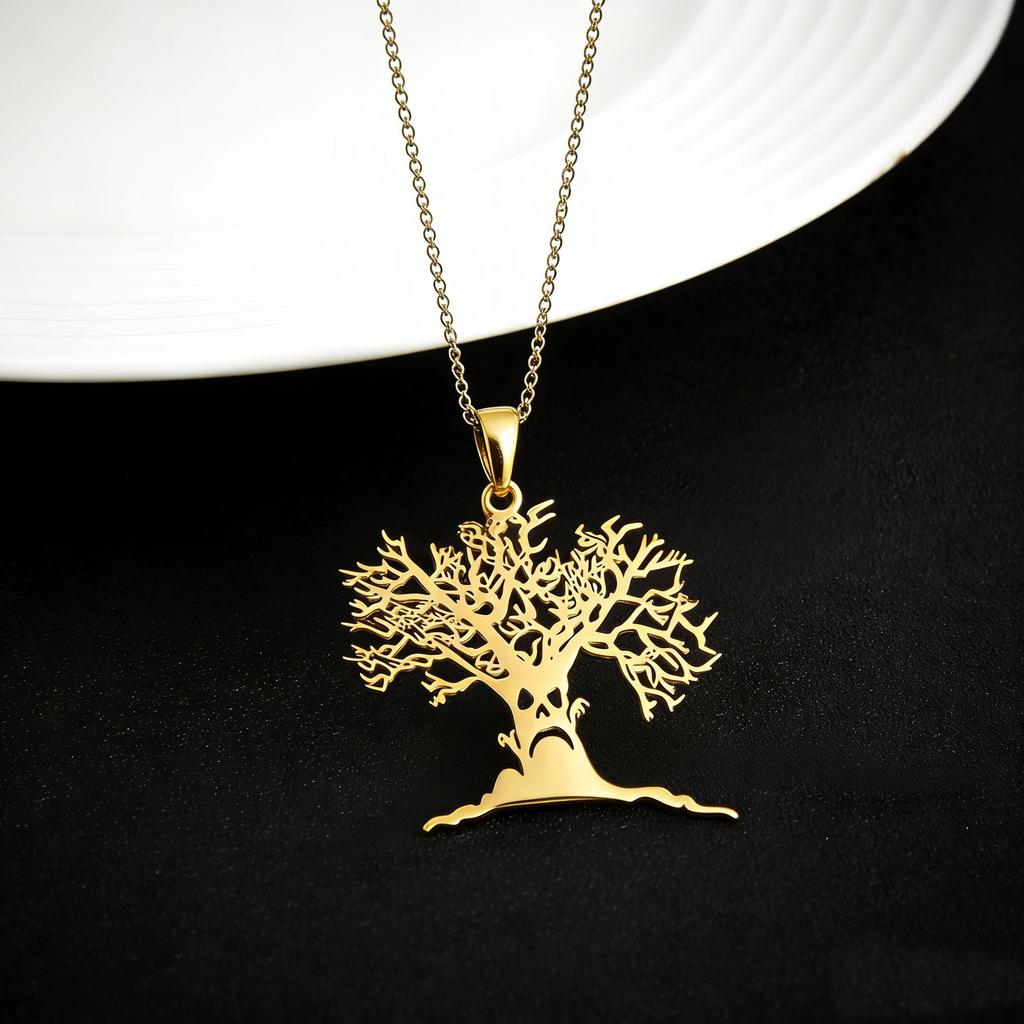 Nuova Collana Albero Spaventoso Moda Acciaio Inossidabile Albero della Vita Ciondolo Catena per Collo Gotico Hip Hop Cthulhu Gioielli di Halloween