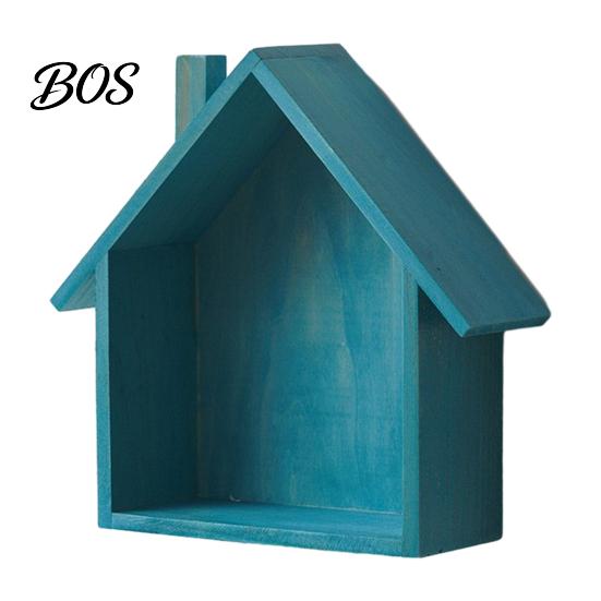 Wall Shelf Wood House Display Shelf, Mounted Decorative Floating Kids Room Small Toys Dolls Organizer for Entryway, Living Room, Nursery