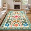 Vintage Cottagecore Floral Area Rug Retro Botanical Flower Soft Non-Slip Carpet Boho Illustration Design Living Room Bedroom Rug