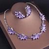 Noble Dream Purple Crystal Bridal Hair Accessory Necklace Accessory Headwear Banquet Ceremony Luxury Jewelry Necklace Crown Set
