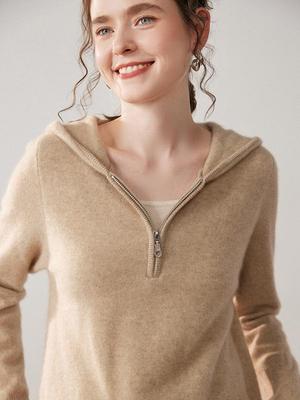Autumn & Winter Women's Faux Two-Piece Cashmere Hooded Sweater