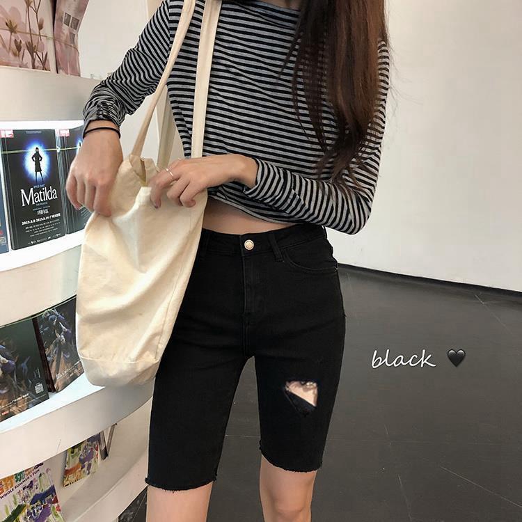 Летние рваные женские шорты с высокой талией — фото 3