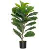 Fake Ficus Lyrata Plant 80 Cm Tall for Indoors with Pot, Decoration for Home and Office, Green